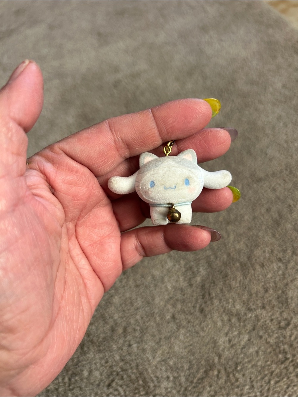 Sanrio Cinnamoroll Beige Plush Charm with Gold Bell